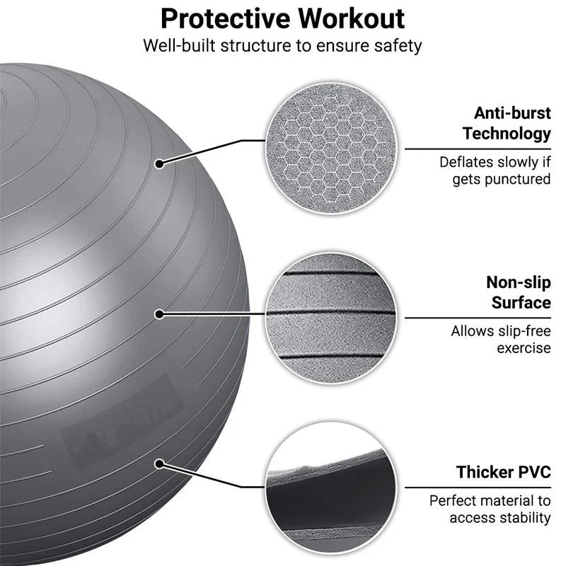 65/75/85cm Balance Ball – Yoga & Pilates Fitness Ball for Home, Pregnancy, and Rehabilitation