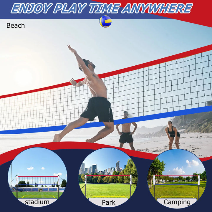 Portable Outdoor Volleyball Net Set with Adjustable Height Aluminum Poles Design Suitable for Home Backyard