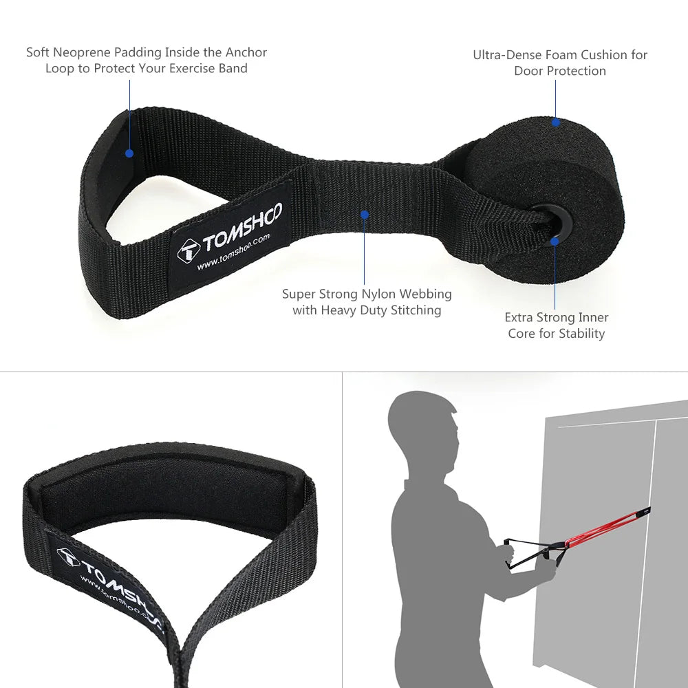 5 Packs Pull Up Assist Bands Set Resistance Loop Bands Powerlifting Exercise Stretch Bands with Door  and Handles Fitness