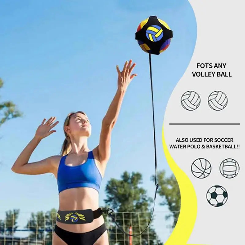 Volleyball Spike Trainer Volleyball Training Belt Elastic Swing Drawstring Volleyball Practice Equipment Improve Serving Agility