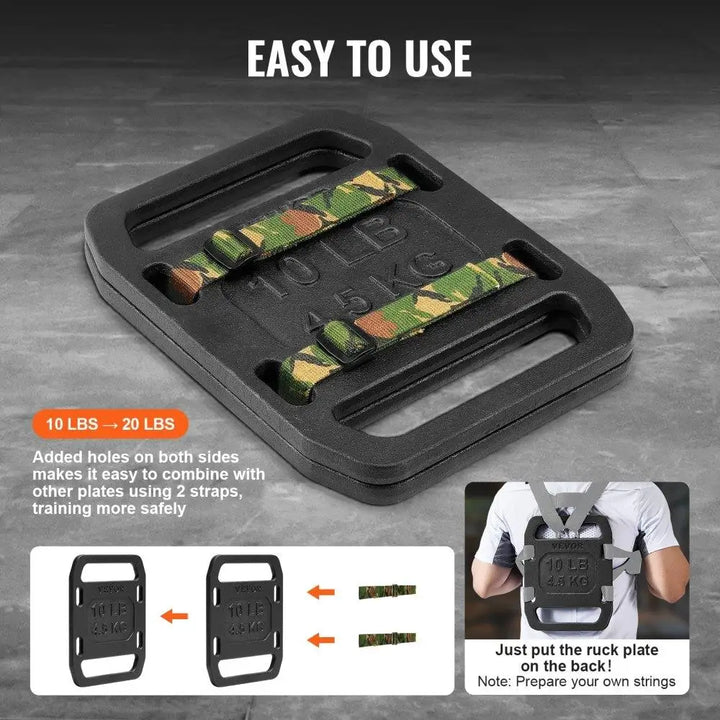 10LB Cast Iron Ruck Weights with Handle - Durable Weight Plates for rucking - Pair of Heavy Duty Fitness Gear