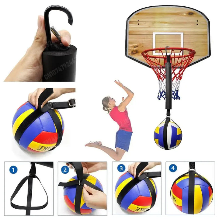Volleyball Spike Trainer Volleyball Training Strap Adjustable Volleyball Ball Holder Nylon Webbing for Volleyball Training