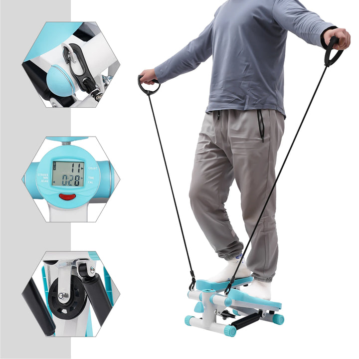 Blue/Pink Portable Fitness Stepper Fitness Mini Stepper for Home Office Workout Gym Exercise Stepping Machine