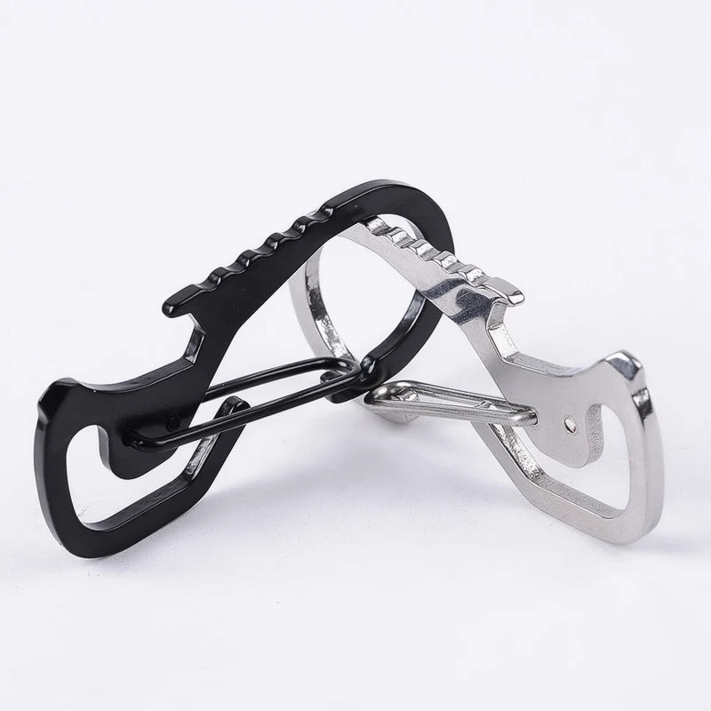 4pcs Outdoor Tools Multifunctional Screwdriver Carabiner Cap Lifter Hex Driver Bottle Opener Keychain Ring Climbing Accessories