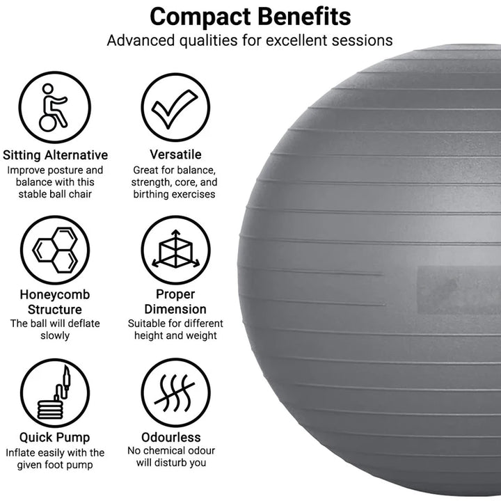 65/75/85cm Balance Ball – Yoga & Pilates Fitness Ball for Home, Pregnancy, and Rehabilitation