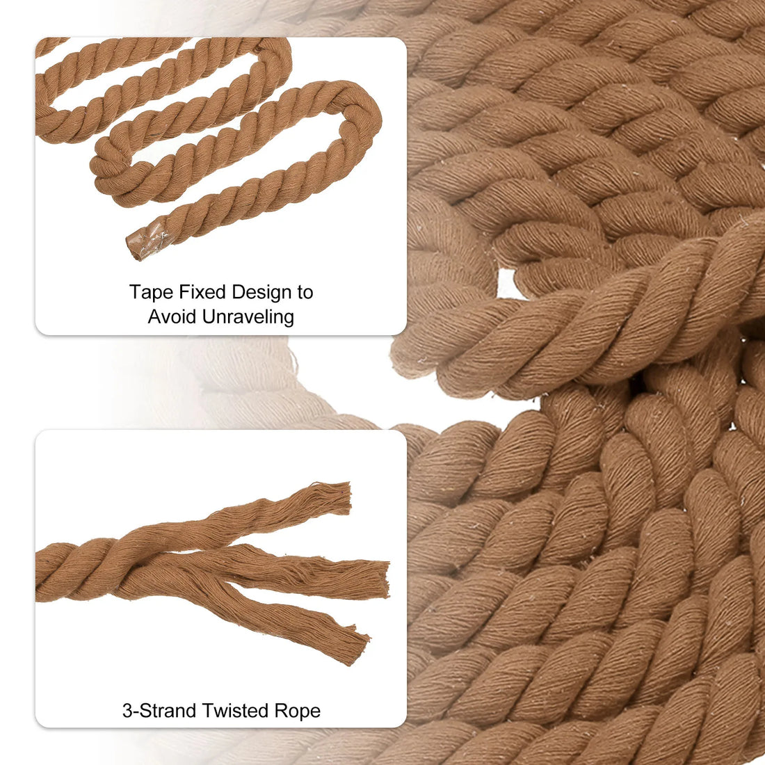 20 Feet Tug of War Rope for Adults Teen, 3-Strand Natural Twisted Cotton Rope with Flag for Yard Game Team Building Activities