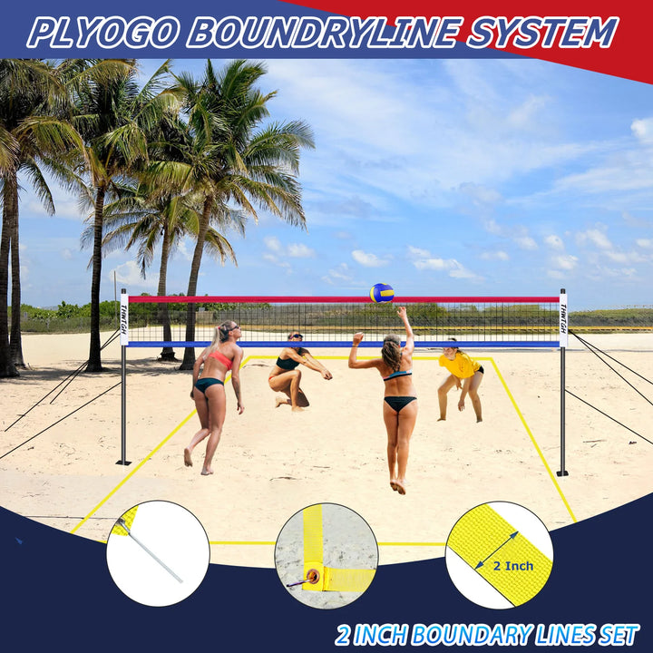 Portable Outdoor Volleyball Net Set with Adjustable Height Aluminum Poles Design Suitable for Home Backyard